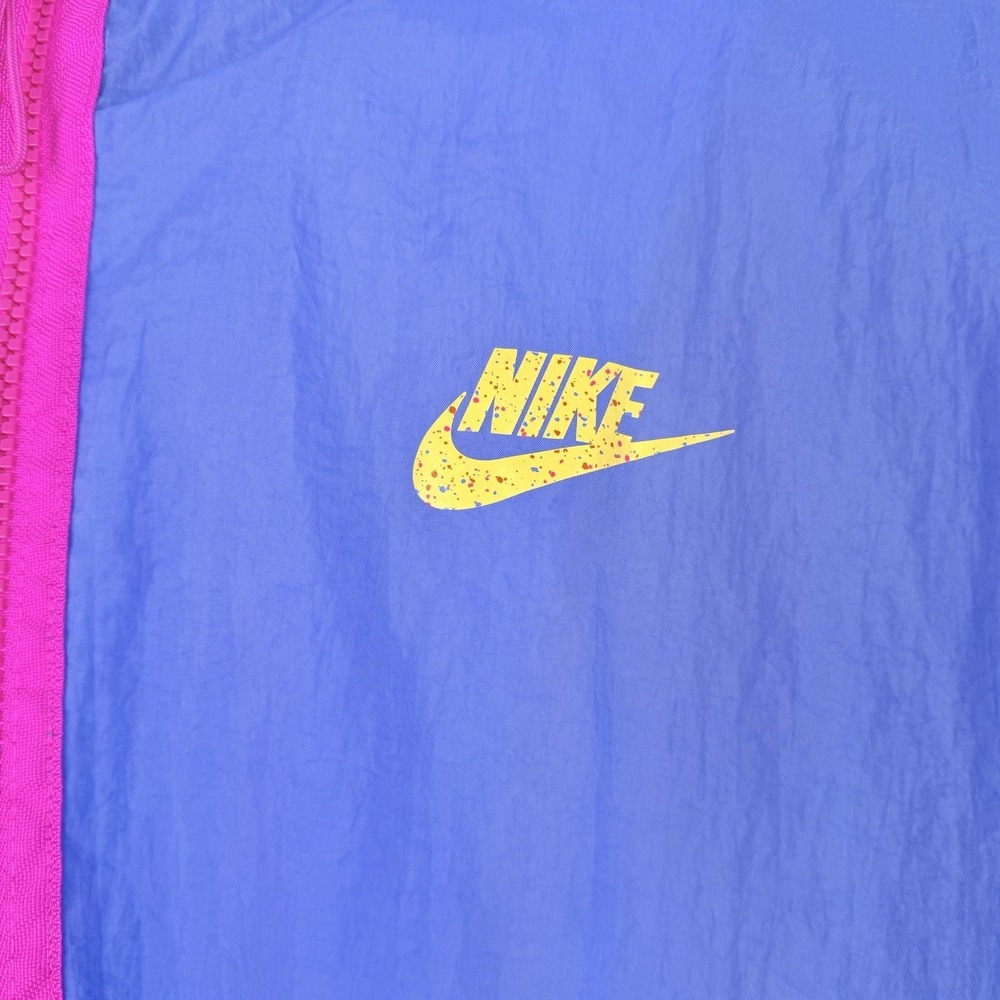 Nike Windbreaker Jacket Colorblock Purple Yellow Retro Sporty Hooded SZ-Large - Picture 5 of 14